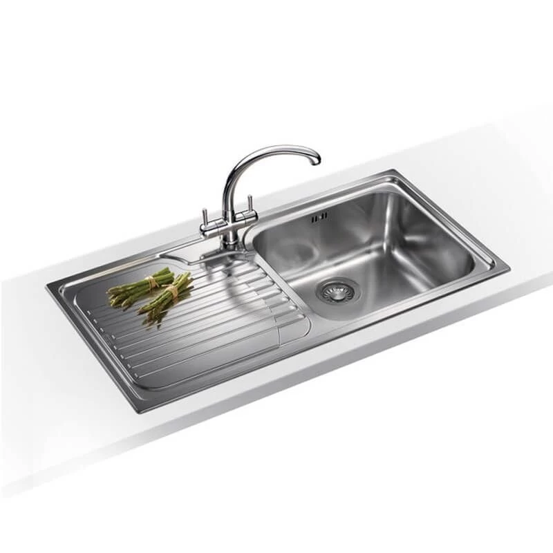 Franke Galassia 1 Bowl Inset Kitchen Sink With Left Hand Drainer GAX 611-100 - Stainless Steel - 101.0305.130 - Image 2