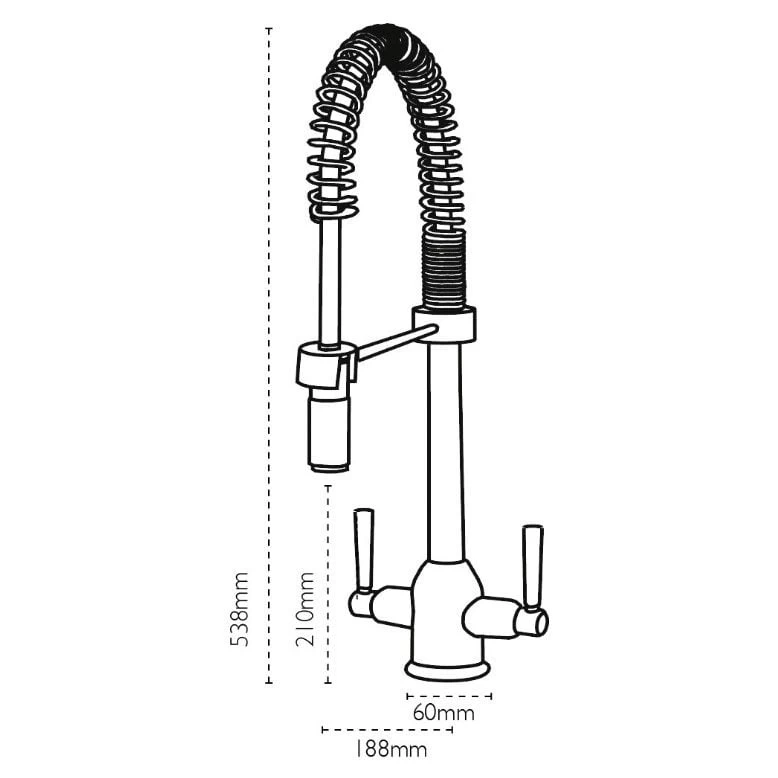 Carron Phoenix Dante Pro Pull Out Dual Lever Kitchen Tap - Chrome - 115.0191.084 - Image 2