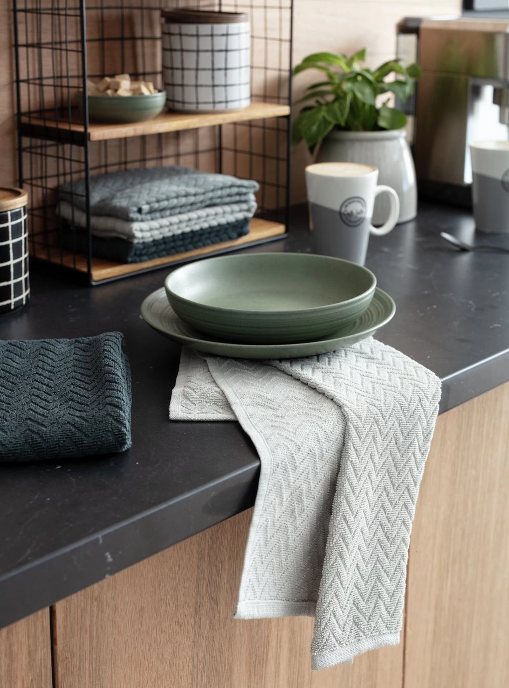 Habitat Zig Zag Terry Pack Of 5 Tea Towels - Image 2