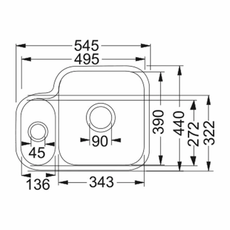 Franke By V&B 1.5 Bowl Undermount Ceramic Kitchen Sink With Left Hand Small Bowl VBK 160 - White - 126.0381.814 - Image 2