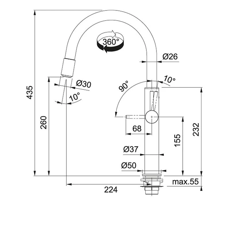 Franke Pescara Swivel Up & Down Kitchen Mixer Tap - Chrome - 115.0523.286 - Image 4