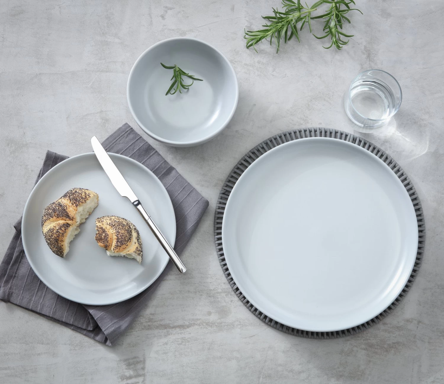 Habitat 12 Piece Stoneware Dinner Set - Matt Grey - Image 2