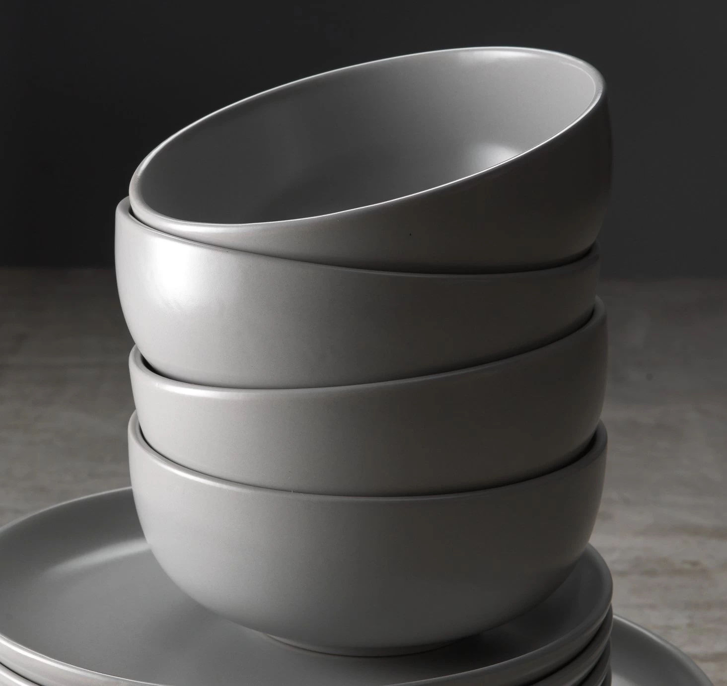 Habitat 12 Piece Stoneware Dinner Set - Matt Grey - Image 3