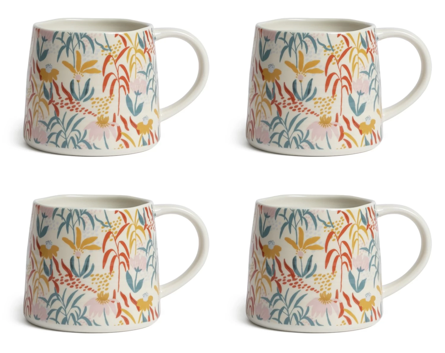 Habitat Floral Ripple Set Of 4 Mugs