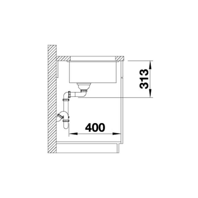 Blanco SUBLINE 320-U Silgranit 1 Bowl Undermount Kitchen Sink With Manual InFino Waste - Black - 525983 - Image 3