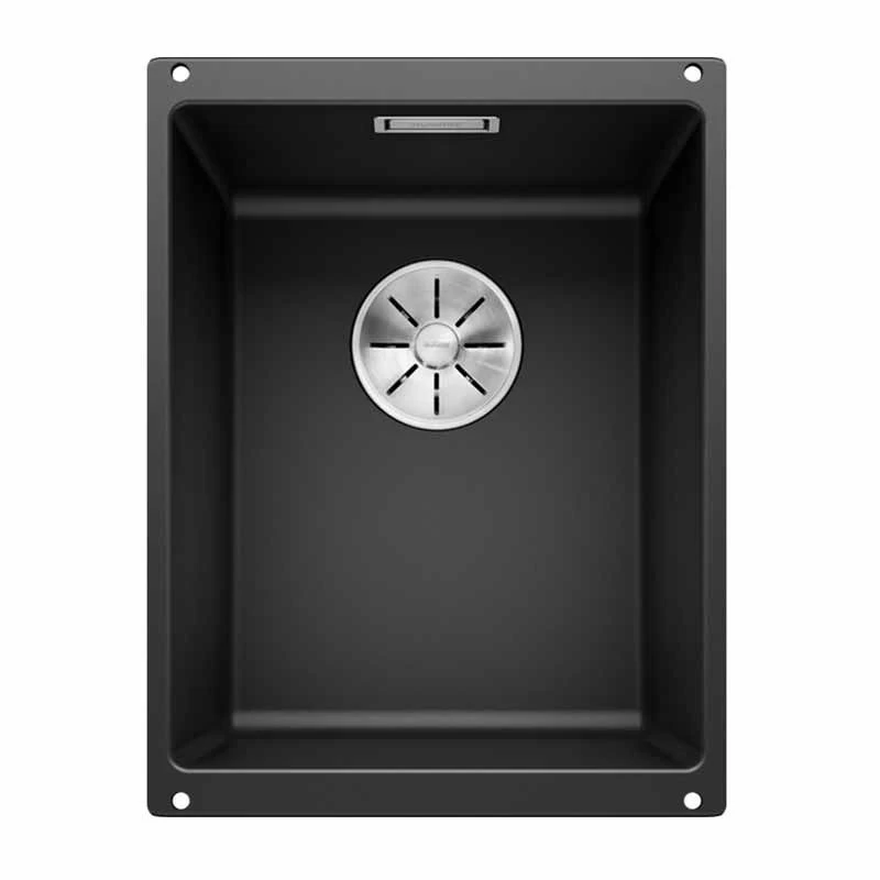 Blanco SUBLINE 320-U Silgranit 1 Bowl Undermount Kitchen Sink With Manual InFino Waste - Black - 525983