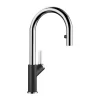 Blanco CARENA-S Vario Pull-Out Spray Silgranit-Look Dual Finish Kitchen Tap - Black/Chrome - 526172