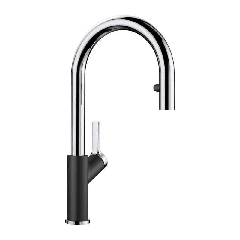 Blanco CARENA-S Vario Pull-Out Spray Silgranit-Look Dual Finish Kitchen Tap - Black/Chrome - 526172