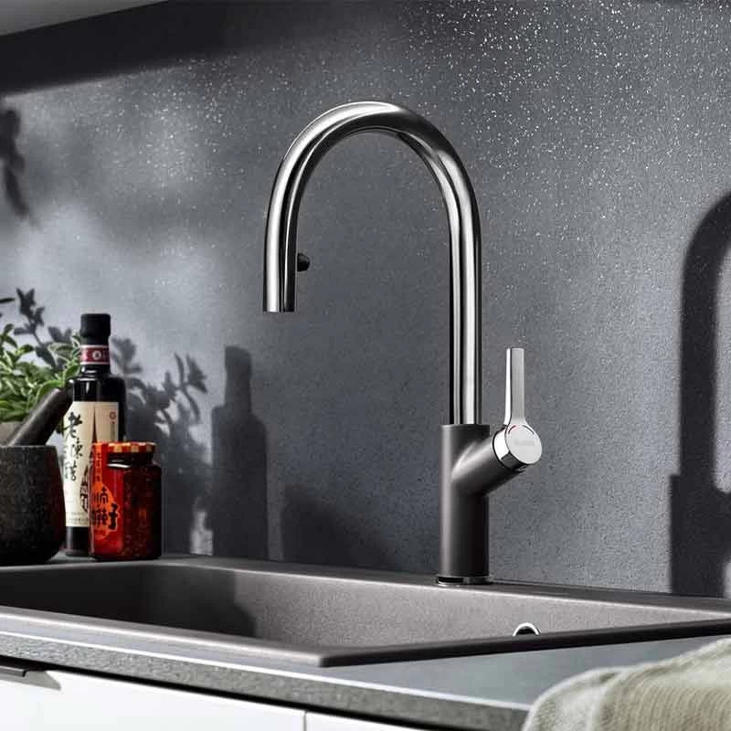 Blanco CARENA-S Vario Pull-Out Spray Silgranit-Look Dual Finish Kitchen Tap - Black/Chrome - 526172 - Image 2