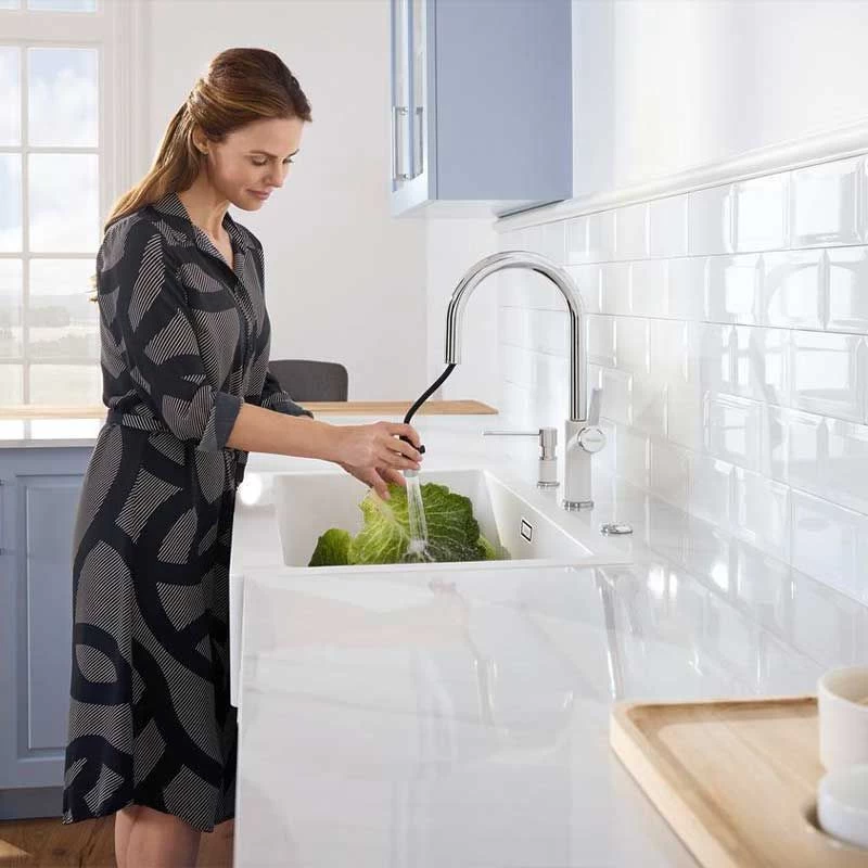 Blanco CARENA-S Vario Pull-Out Spray Silgranit-Look Dual Finish Kitchen Tap - Black/Chrome - 526172 - Image 3