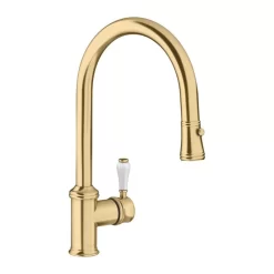 Blanco VICUS Single Lever Pull-Out Spray PVD Steel Kitchen Tap - Satin Gold - 526689