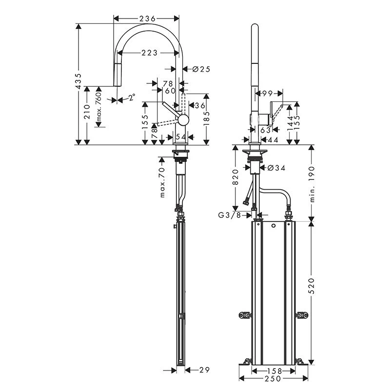 Hansgrohe Talis M54 Single Lever Kitchen Mixer 210, Pull-Out Spout, 1jet, SBox - Stainless Steel - 72803800 - Image 2