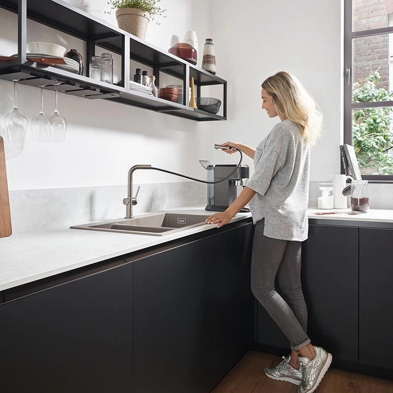 Hansgrohe Talis M54 Single Lever Kitchen Mixer 270, Pull-Out Spout, 1jet - Stainless Steel - 72808800 - Image 3