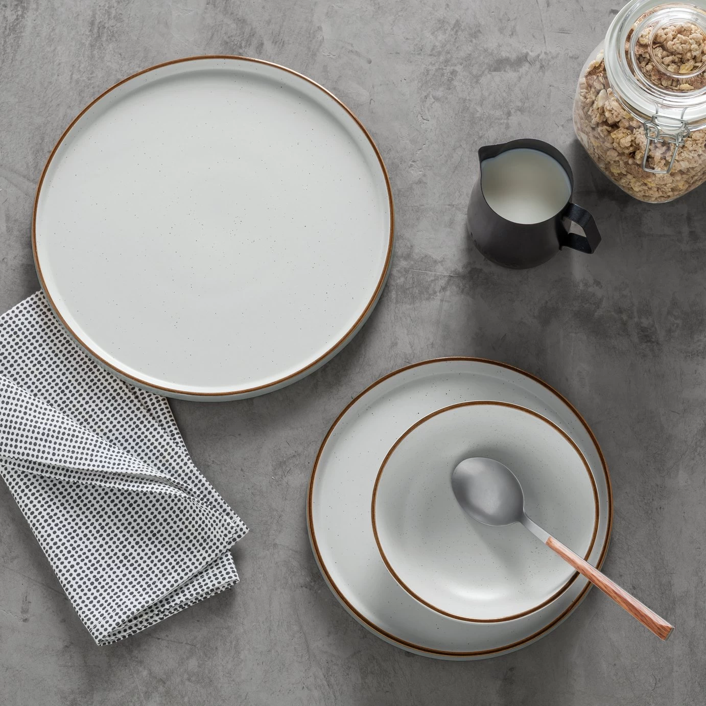 Habitat Loft Living Speckle 12 Piece Dinner Set - Grey - Image 2