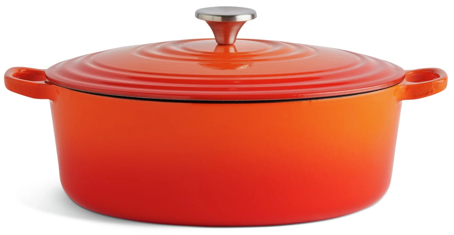Habitat 4.7 Litre Cast Iron Oval Casserole Dish - Orange