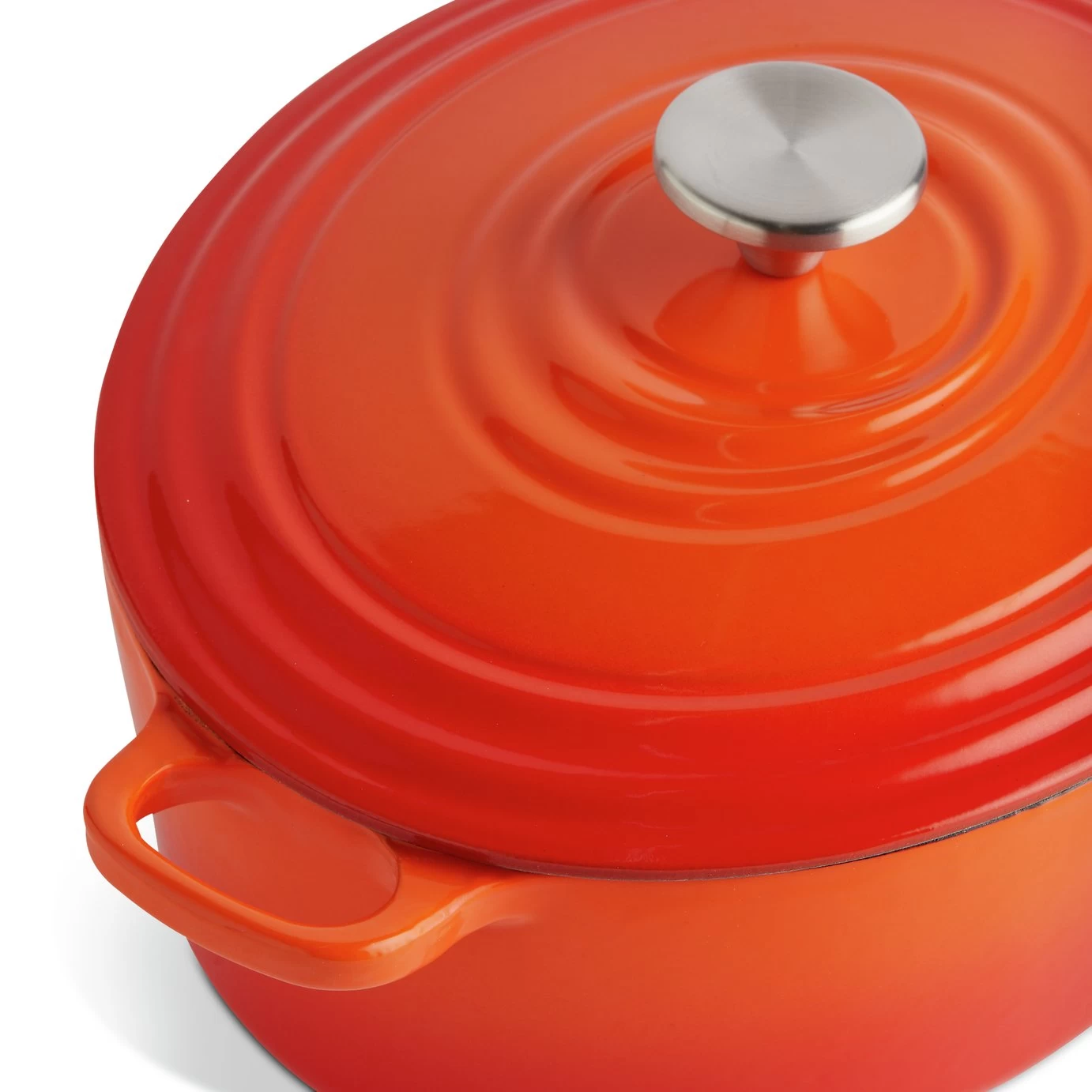 Habitat 4.7 Litre Cast Iron Oval Casserole Dish - Orange - Image 6