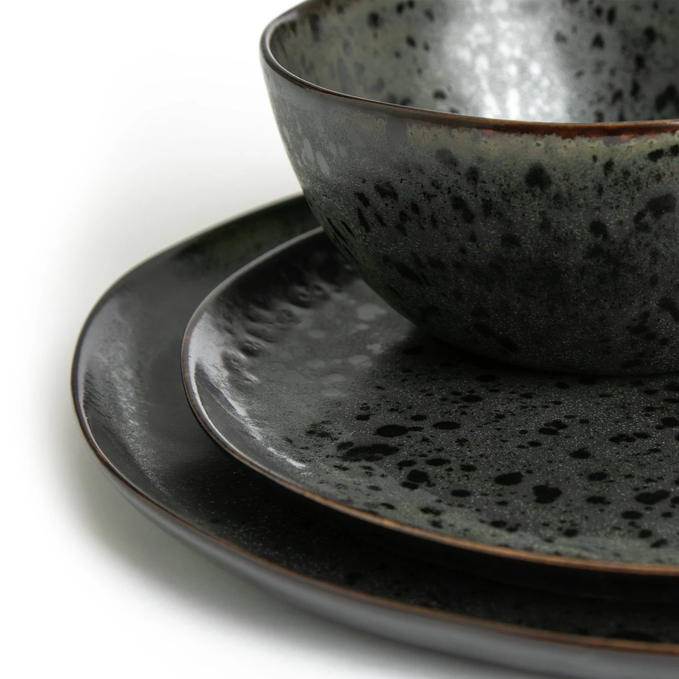 Habitat Preto 12 Piece Stoneware Dinner Set - Black - Image 5