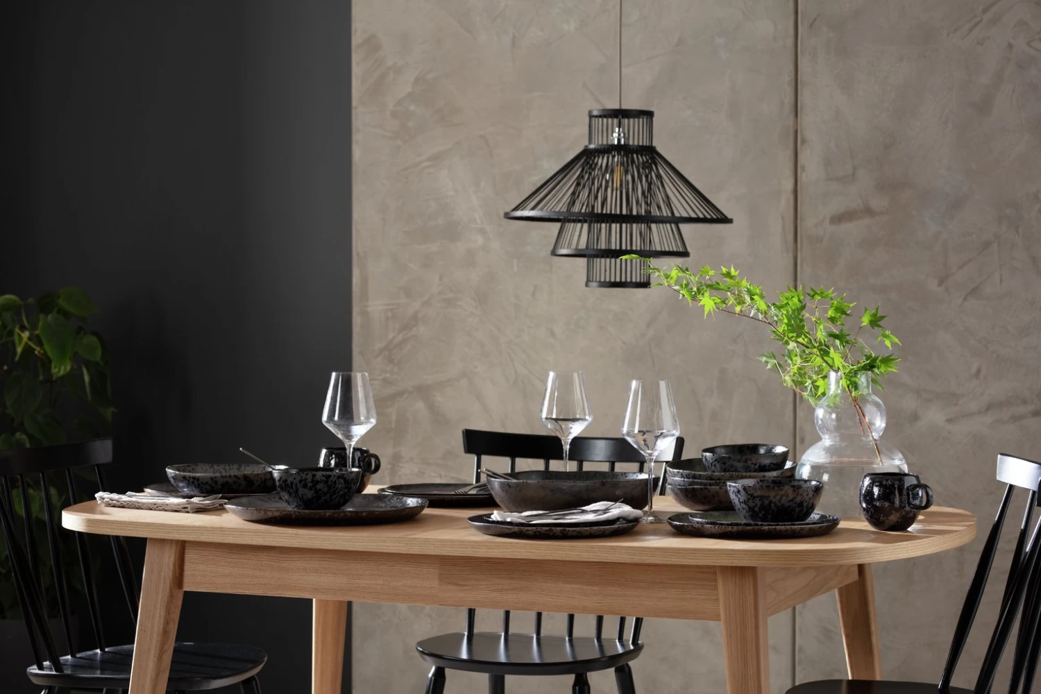 Habitat Preto 12 Piece Stoneware Dinner Set - Black - Image 9