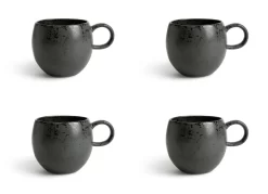 Habitat Set Of 4 Preto Stoneware Mugs