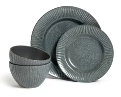 Habitat 12 Piece Stoneware Felicity Dinner Set - Blue