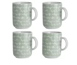 Habitat Scandi Decal Set Of 4 Mugs - White And Mint