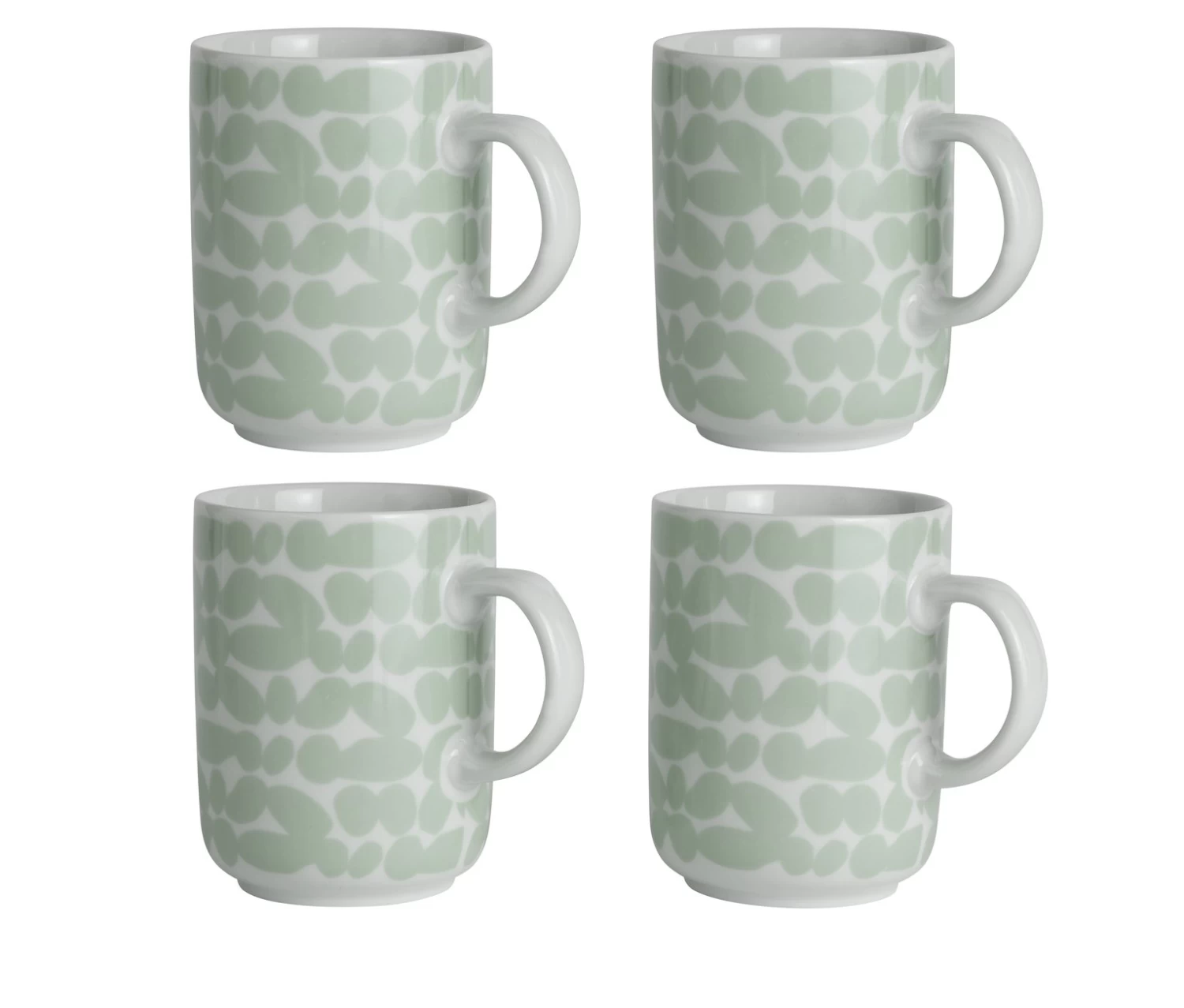 Habitat Scandi Decal Set Of 4 Mugs - White And Mint