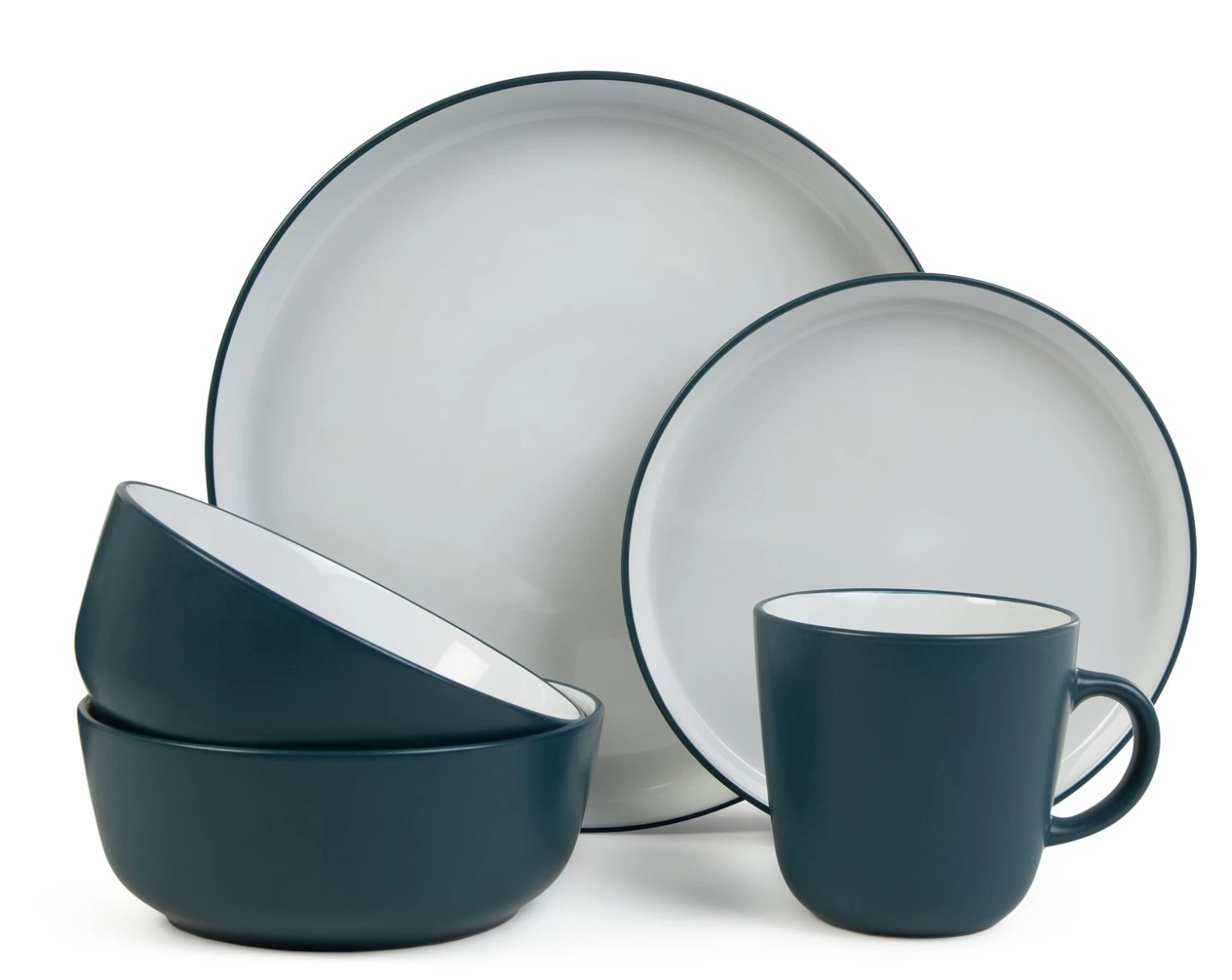 Habitat Two Tone 16 Piece Stoneware Dinner Set