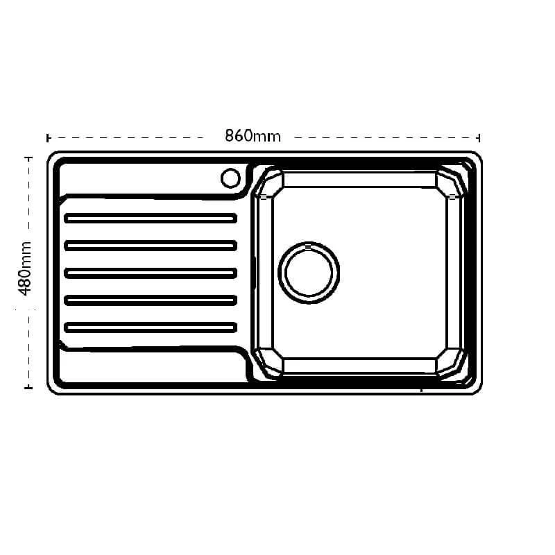 Carron Phoenix Atoll 90 1 Bowl Stainless Steel Kitchen Sink - Left Hand Drainer - 127.0576.501 - Image 2