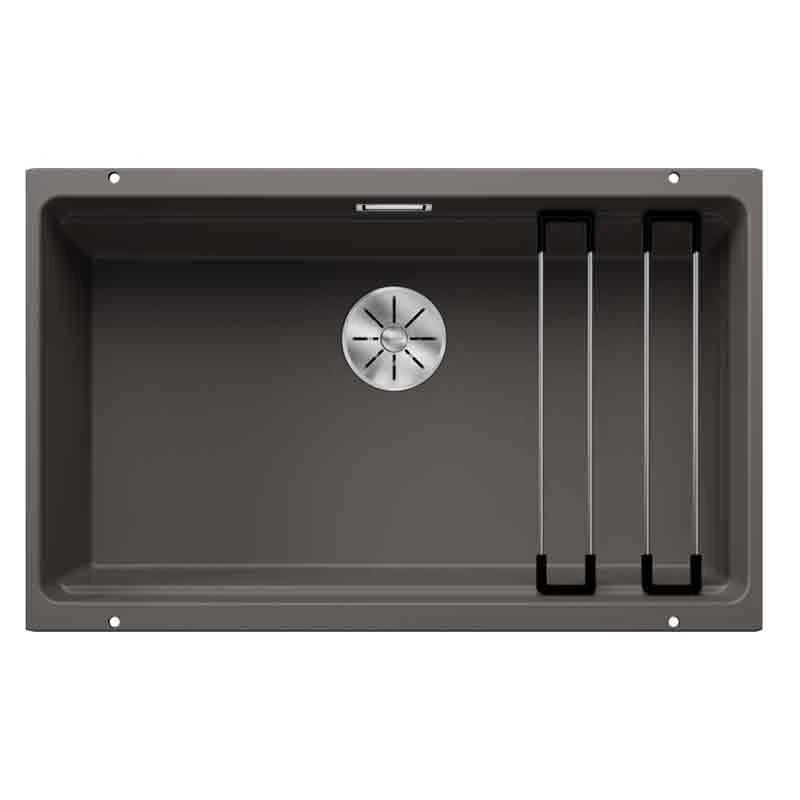 Blanco ETAGON 700-U Silgranit 1 Bowl Undermount Kitchen Sink With Manual InFino Waste - Volcano Grey - 527261