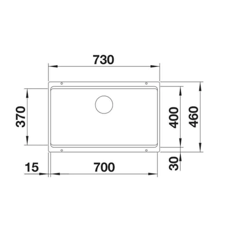 Blanco ETAGON 700-U Silgranit 1 Bowl Undermount Kitchen Sink With Manual InFino Waste - Volcano Grey - 527261 - Image 2