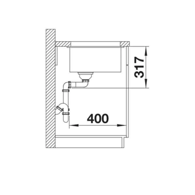 Blanco ETAGON 700-U Silgranit 1 Bowl Undermount Kitchen Sink With Manual InFino Waste - Volcano Grey - 527261 - Image 3