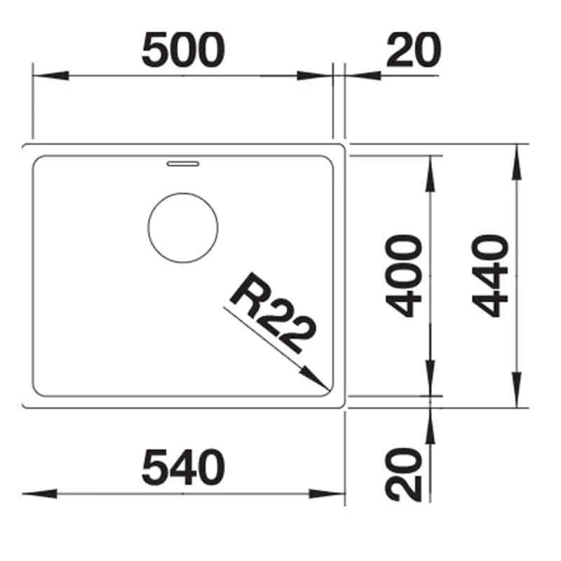 Blanco ANDANO 500-U 1 Bowl Undermount Stainless Steel Kitchen Sink With Manual InFino Drain System - Satin Polish - 522967 - Image 3