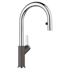 Blanco CARENA-S Vario Pull-Out Spout Silgranit-Look Dual Finish Kitchen Tap - Rock Grey/Chrome - BM3118RG
