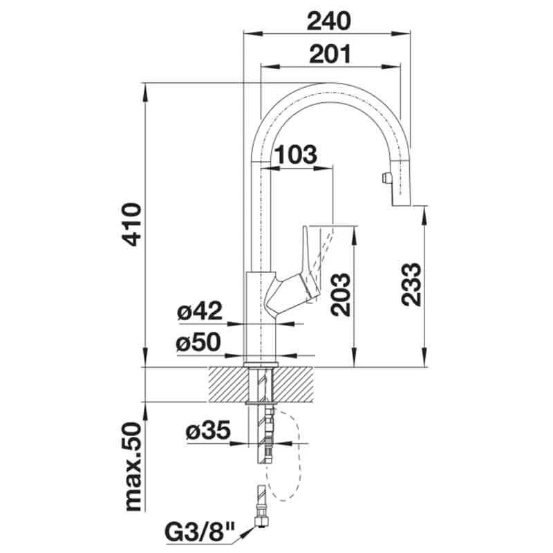 Blanco CARENA-S Vario Pull-Out Spout Silgranit-Look Dual Finish Kitchen Tap - Rock Grey/Chrome - BM3118RG - Image 3