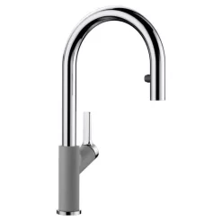 Blanco CARENA-S Vario Pull-Out Spout Silgranit-Look Dual Finish Kitchen Tap - Alumetallic/Chrome - BM3118AL