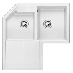 Blanco METRA 9 E 2 Bowl Inset Silgranit Inset Corner Kitchen Sink - White - 515568