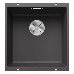 Blanco SUBLINE 400-U 1 Bowl Undermount Silgranit Kitchen Sink With Manual InFino Waste - Rock Grey - 523423
