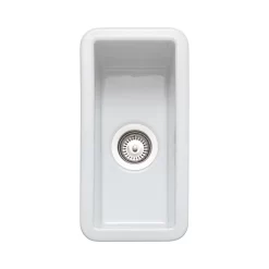 Rangemaster Rustique 234x460 0.5 Bowl Fire Clay Ceramic Kitchen Sink - White - CRUB1740WH/