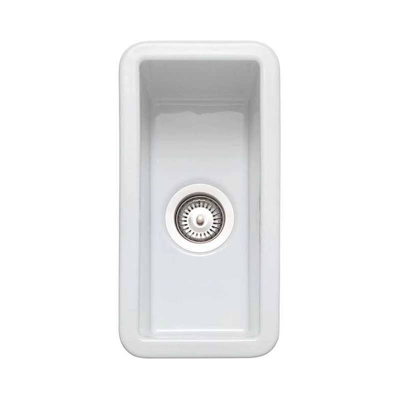 Rangemaster Rustique 234x460 0.5 Bowl Fire Clay Ceramic Kitchen Sink - White - CRUB1740WH/