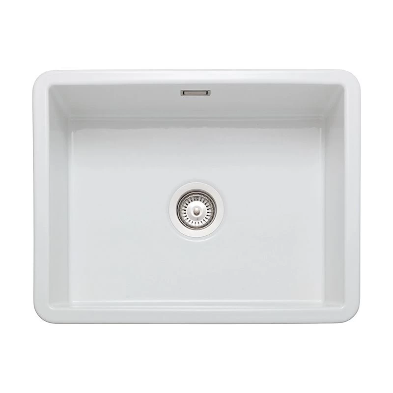 Rangemaster Rustique 598x462 1 Bowl Fire Clay Ceramic Kitchen Sink - White - CRUB5340WH/