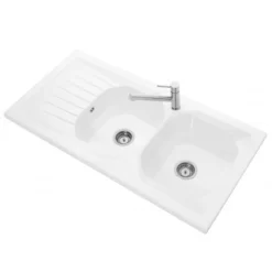 Villeroy & Boch Provence 2 Bowl Reversible Ceramic Kitchen Sink & Drainer - White - EV90002