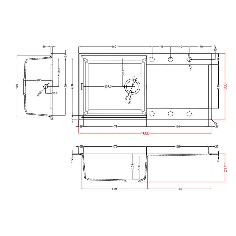 Reginox EASY 480 Elleci Single Bowl Granite Kitchen Sink - White - EASY 480 W - Image 2