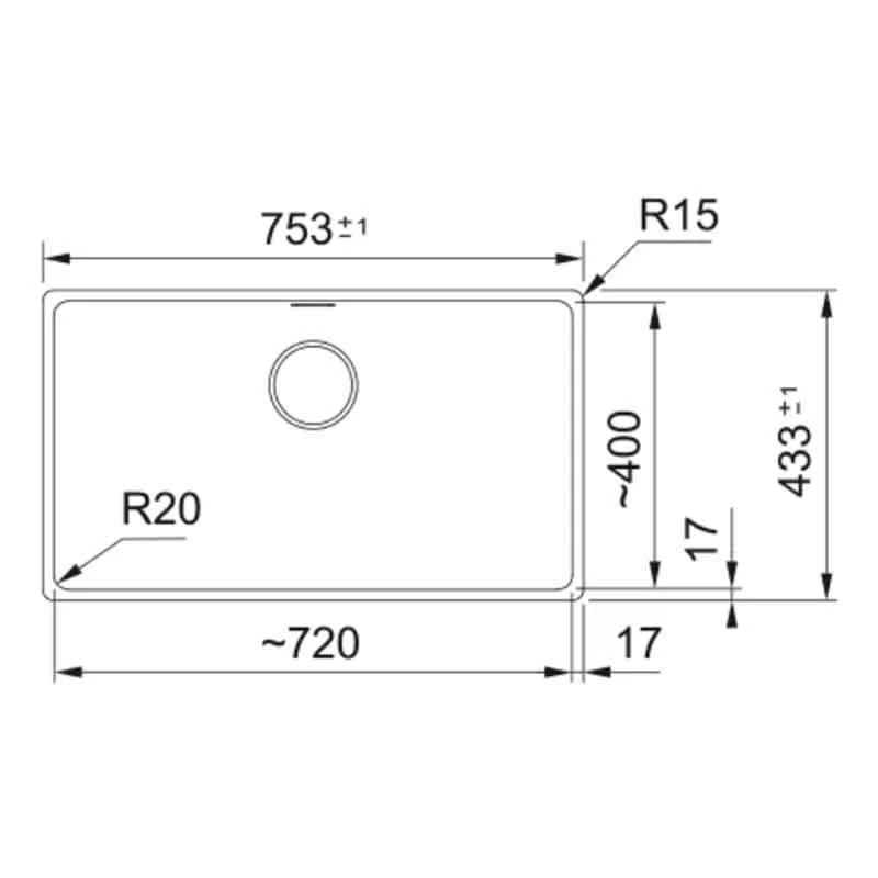 Franke Maris 1 Bowl Undermount Fragranite Kitchen Sink MRG 110-72 - Matt Black - 125.0688.513 - Image 2