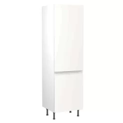 Kitchen Kit J-Pull 600mm Tall Larder Cabinet - Super Gloss - White - Flatpacked - FKKJ0034