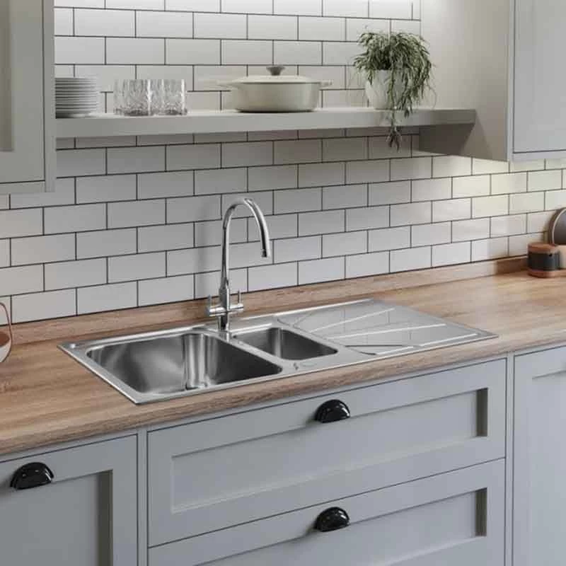 Leisure Nimbus 1 Bowl Inset Kitchen Sink With Reversible Drainer - Polished Stainless Steel - NIM1051/ - Image 2