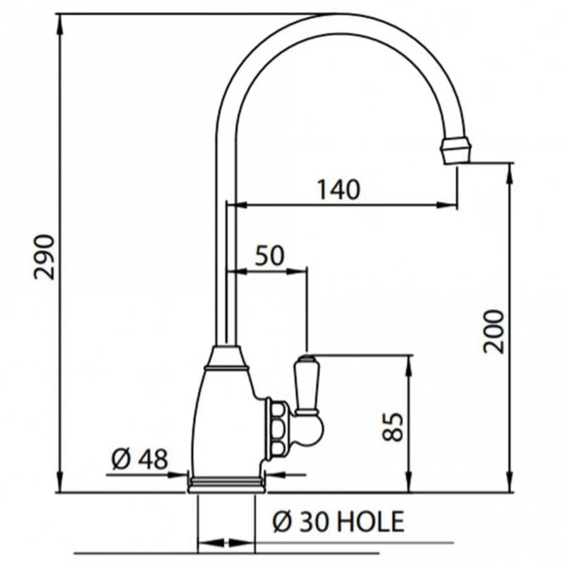Perrin & Rowe Traditional Mini Filtration Tap - Polished Brass - 1605BR - Image 2