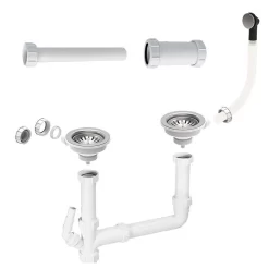 Villeroy & Boch Provence Standard Basket Strainer Waste 2 Bowl Sink - Chrome - PRO20VB2W