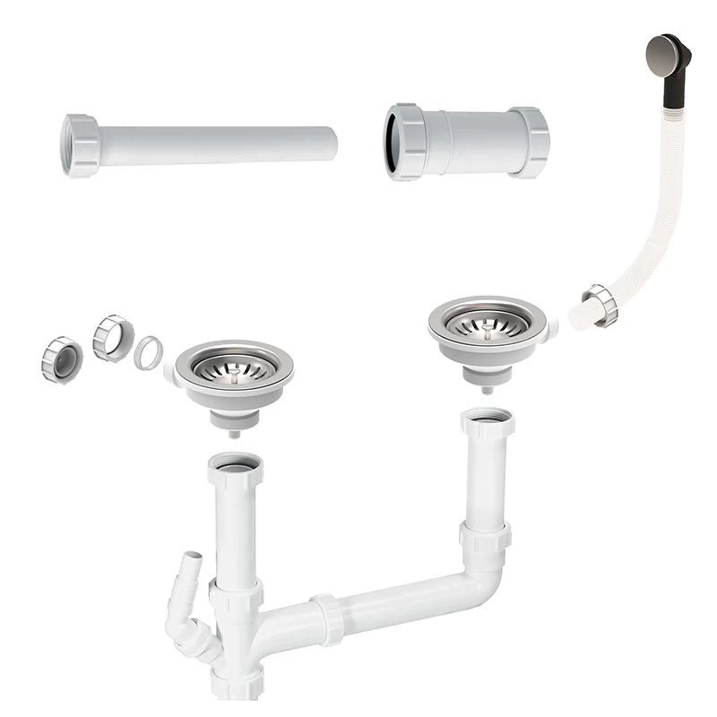 Villeroy & Boch Provence Standard Basket Strainer Waste 2 Bowl Sink - Chrome - PRO20VB2W