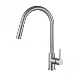 RAK Ceramics Prague One Touch Pull Out Kitchen Sink Mixer - Silver - RAKKIT017