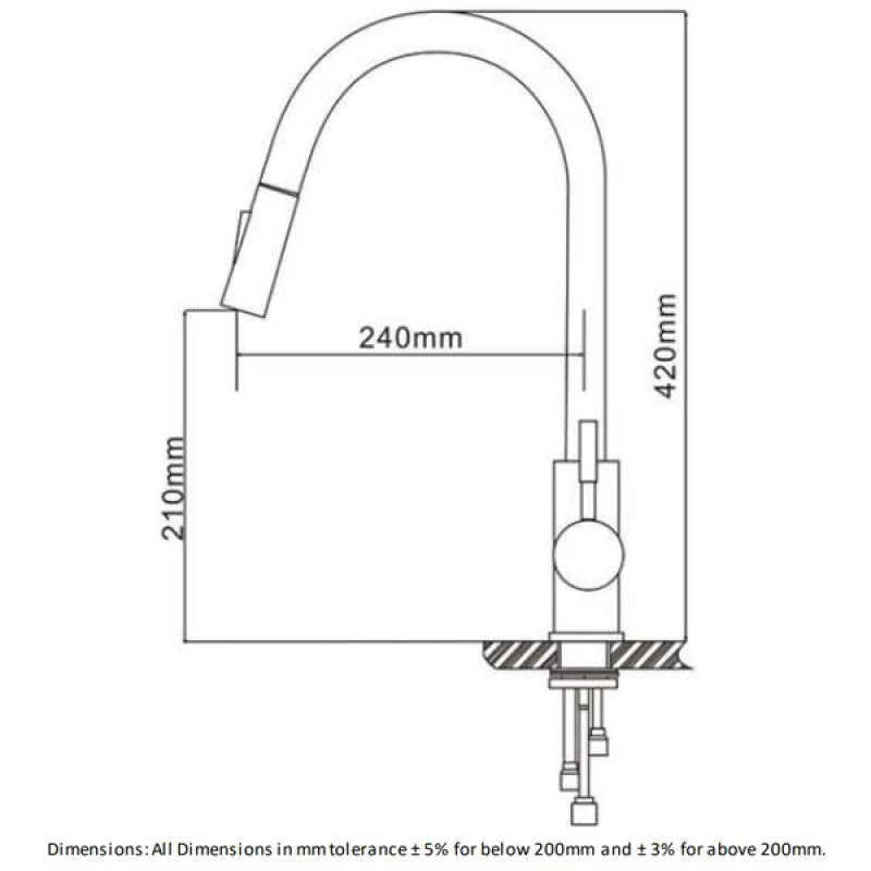 RAK Ceramics Prague One Touch Pull Out Kitchen Sink Mixer - Silver - RAKKIT017 - Image 2